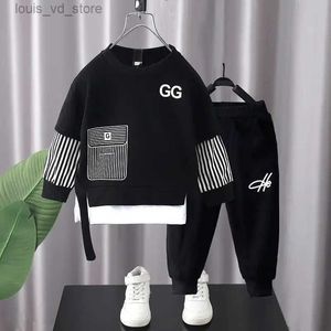 Clothing Sets Autumn Baby Boy Clothes Children Stripe Sweater Pullover Top and Pant 2 Pieces Set Kid Girl O Neck Outfit Long Sleeve Tracksuit T240415