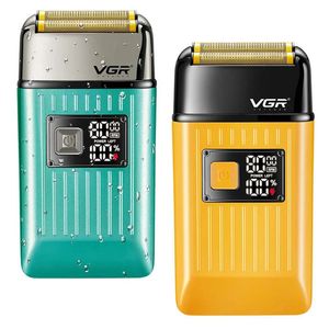 VGR Rechargeable Hair Shaver For Men Powerful Electric Shaver Beard Electric Razor Bald Head Shaving Machine With Extra Mesh 240408