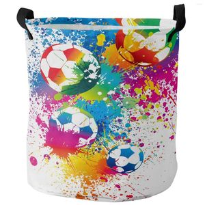 Wäschetaschen farbenfrohe Fußballfarbe Kunst Fußball faltbarer Korb großer Kapazität wasserdichte Speicherorganisator Kid Toy Bag