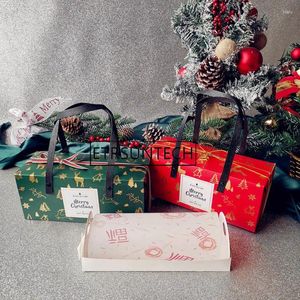 Gift Wrap 50pcs Christmas Paper Tote Boxes Xmas Cake Decoration Navidad Party Package Baking Supplies Box