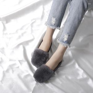 Casual Shoes Brand Designer Fur Moccasins Ladies Big Size 9.5 Varm platt slip på loafers Women Flats Creepers Sapato Feminino