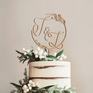 Party Supplies Custom Initial Wedding Cake Toppers Rustic Gold Retro Jubileum Presentdekorationer