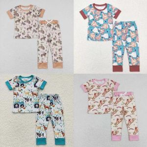 Kleidung Sets Großhandel Kinder Nachtkleidung Baby Boy Short Sleeves Hemd Hosen Nachtwäsche Set Säuglings -Pyjamas Outfit Western Kuhpferd