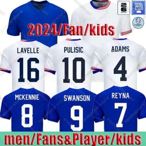 2024 Jerseys de futebol de USAS Pulisic Reyna Aaronson Weah Acosta McKennie 23 24 Maillot de Futol Ferreira Dest Morgan Us uma camisa de futebol Rapinoe não