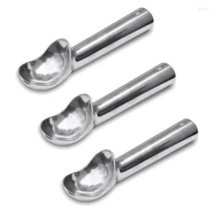 Baking Moulds Nonstick Anti-Freeze Aluminum Ice Cream Scoop 2 Oz Spoon Ball Digger 3 Pack Silver