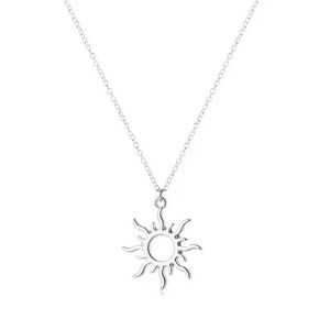 Söt Moon Sun Goddess Sunlight Pendant Halsband Sunshine Rostfritt stål CLAVICLE CHOKER FÖR MOTH GRIFLIEN Kvinnlig tjejkedja Ourtdoor Jewelry Gift