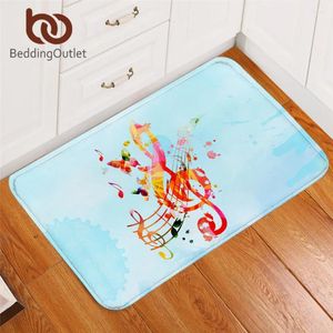 Mattor Beddingoutlet Musik Note Carpet Akvarell Non-halk Mjuk matta Stylish Youth Floor Mat Absorbent Sky Blue Doormat For Living Room