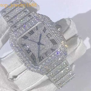 Lyxig med guldpläterad hiphop-diamant isade ut klockor för män kvinnor verklig Sier HB-XB
