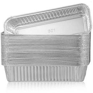 Ta ut containrar 125 PCS tennlåda Bakningsbricka Takeaway Matlagningsbrickor ugn rostning aluminiumfolie måltid