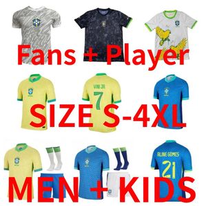 2024 Brasil Soccer Jerseys 24 25 Wersja gracza Kobieta Endrick Camiseta de Futbol Richarlison Casemiro Football Shirt Maillots Marquinhos Vini Jr Men Kids Neymar Jr