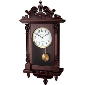 スイングペンドゥルムデザインと4つの着信音オプションを備えた大きな22インチの固体木材壁時計 - 家の装飾用のエレガントな時計