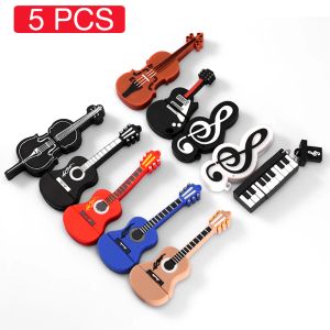 Kable Jaster 5piece Lot Music Model Drive 64 GB Guitar Siok Pen Drive Bass Free Cey Chain 32GB 16 GB Creative Pamiłający prezent