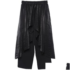Mens Pants Dark And Yamamoto-Style Design Of Androgynous Matching Fake Two-Piece Cottes Jeggings Hip Drop Delivery Apparel Clothing Dh2Qz