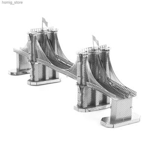 3D Puzzles Brooklyn Köprüsü 3D Metal Bulma Model Kitleri DIY Lazer Kesim Bulmacaları Çocuklar İçin Yatak Oyuncak Y240415