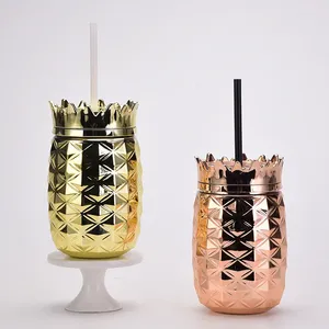 Tazze a doppio strato per ananas tazza di plastica elettroplata ecologica come regalo per cinturino per adulti creativo a forma di diamante 700 ml