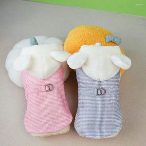 Hundkläder Lätt att ta av Pet Coat Cotton Winter Hooded Jacket med Plush Ear Hat Traction Ring mysig för hundar