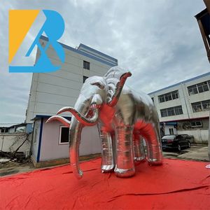 Anpassad silver stor uppblåsbar elefantmodell för festivalevenemangsfest