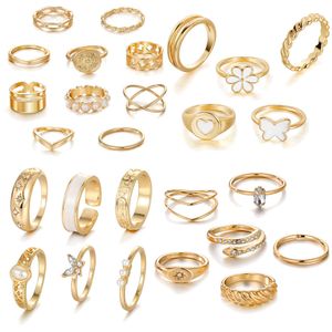 Creative Diamond Butterfly Pearl Love Oil Droping Ring 27 Piece Set