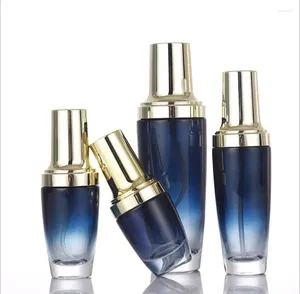Butelki do przechowywania 20 ml niebieska szklana butelka surowica/balsam/podkład/emulsja/toner kroplowy esencja wilgoć w wodzie skóry sprayer kosmetyczny