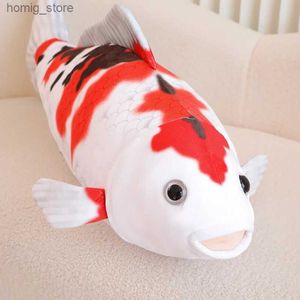 Plush Dolls 1pc 75CM Simulation Koi Fish Plush Toys Soft Stuffed Cartoon Carp Plushie Pillow For Girls Boys Sofa Home Decor Cushion Gifts Y240415