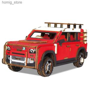 3D головоломки Новый внедорожник Thunder Car Puzzle 3D Деревянная двойная модель автобусной модели DIY DIY Образовательные игрушки для детей мальчики подарок y240415