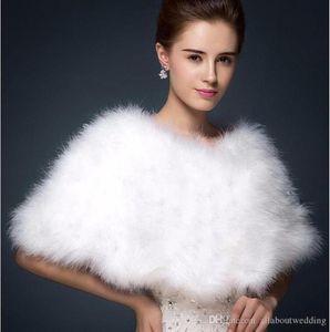 Luxurious Ostrich Feather Bridal Shawl Fur Wraps Marriage Shrug Coat Bride Winter Wedding Party Boleros Jacket Cloak5457156