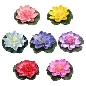 Flores decorativas 7 PCs Lotus decoração de decoração piscina azul artificial ao ar livre lago