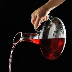 1500ml Büyük Dekanter El Yapımı Kristal Kırmızı Şarap Brendi Şampanya Gözlükleri Jug Pourer Aerator Aile Bar 240415