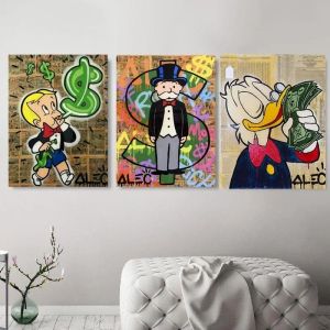 Alec Graffiti Street Art Poster Pop Art Canvas Wall Art Prints Cartoon Oil Painting Funny Wall Pictures for Living Room Home Decor