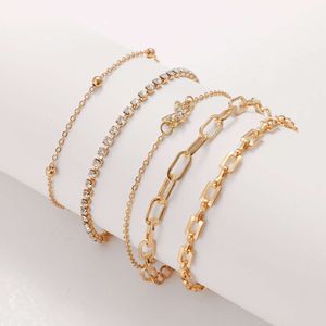 Korean Jewelry Realm Multi Layered 5-piece Punk Hip Hop Butterfly Bracelet Chain Set Ins Same HZS2190