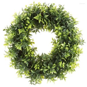 Decorative Flowers Artificial Opal Basil Leaf 11.5 Inch Round Wreath - Inches Vase For Green Wall Black Strawberry Decor