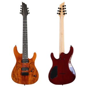 Guitar 39 Inch Tree Burl Top Electric Guitar 7 string high gloss Solid Okoume Wood Body 24 Frets maple Neck electric Guitar