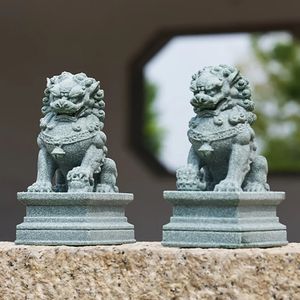 Fu Foo Hunde Paar Wächter Löwen Statuen Chinesische Feng Shui Dekorative Figuren Heim Wohnzimmer Bar Café Dekor Schreibtisch Ornament 240408