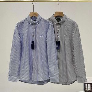 Ralp Laurens Polo Designer Shirt Rl Najwyższa jakość Bluzki niebieskie koszulę w paski mężczyzn Polo Puro Bawełna Logo z długim rękawem Kucyk klasyczny Oxford Spinning Classic Shirt
