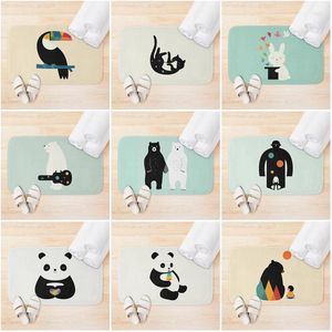 Bath Mats Anti-slip Mat Bathroom Small Rug Shower Animal Panda Decorative Absorbent Foot Room Bathtub Toilet Colour