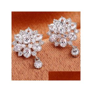 Stud Earrings Exquisite Mosaic Zirconia Gold Plated Drop Delivery Jewelry Dhc2R