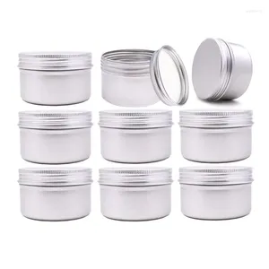 Garrafas de armazenamento 64pcs 4 oz 120g de lata de alumínio redondo frascos de recipiente vazio com tampa de parafuso de metal para pílulas de doces de velas lábios