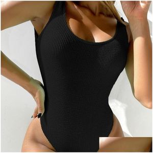 Kvinnors badkläder 2022 Brand Bikini One Piece Women Swimsuit Stretch Nylon Suits y Beachwear Thong Bathing With Chest Pads Drop Delivery DHOPC