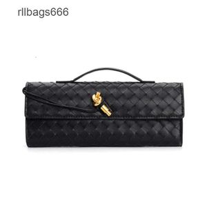 Long Purse Handmade Lock Clutch Bottegs Venets Andiamo Bag Lady Single Bags Diagonal Women Woven French Cross Buckle 2024 Shoulder New Hardware AFYD