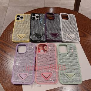 P Luxus Bling Glitter Phone Hüllen für iPhone 15 14 Pro Max Case Fashion Designer Strass Diamond Women Back Cover I 13 Promax 12 11 Dreieckszelle