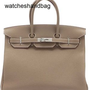 حقيبة مصممة للنساء من الجلد الأصلي 7A Handswen BK35 Gray Togo Leather U نقش في العصور الوسطى