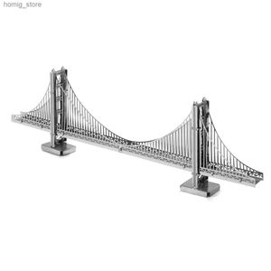 3D Bulmacalar Golden Gate Köprüsü 3D Metal Bulmaca Model Kitleri DIY Lazer Kes Puzzles Yatık Oyuncak Y240415