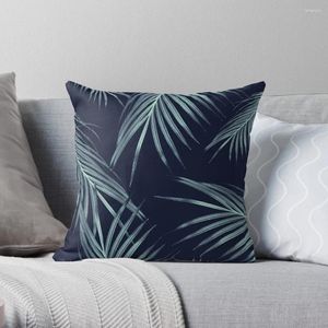 Pillow Navy Blue Palm Leaves Dream #1 #tropical #decor #art Throw Cover Pillowcases For Pillows