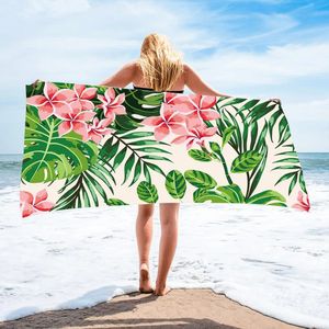 Grüne tropische Pflanzenblumenstrandtuch Schnell trockener Surf Poncho Badetuch Travel Schwimmschalstrand Weich absorbierende Schnelle Trockentuch 240415