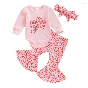 Kleidungssets Pudcoco Säugling Baby Girls Fall Outfits Buchdruck Langarm Rompers Herz Flare Hosen Stirnband 3pcs Kleidung Set 0-18m