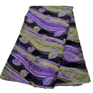 Tecido multicolorido Jacquard Africano Lace nigeriano Tulle French Tulle Lace High Quality Brocade Lace Fabric para Vestido de Festa de Casamento 240407
