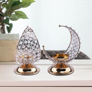 Titulares de velas Geométrico Vintage Metal Hotor Home Wedding Decoration Acessórios Crystal Creativity Moon