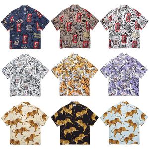 Men's designer Summer black eye with cloud Tiger Hawaiian short sleeve shirt for men