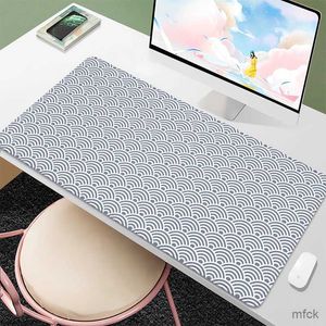 Mouse Pads Bilek Rests büyük fare ped Japon dalgaları fousepad xxl oyun fare mat siyah ve beyaz pc oyun aksesuarları masa Mat ofis aksesuarları