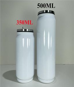 Süblimasyon 12oz kola kutular su şişesi soda, tumbler çift duvar paslanmaz çelik yalıtımlı vakum cam kapak süblimasyon b9074043